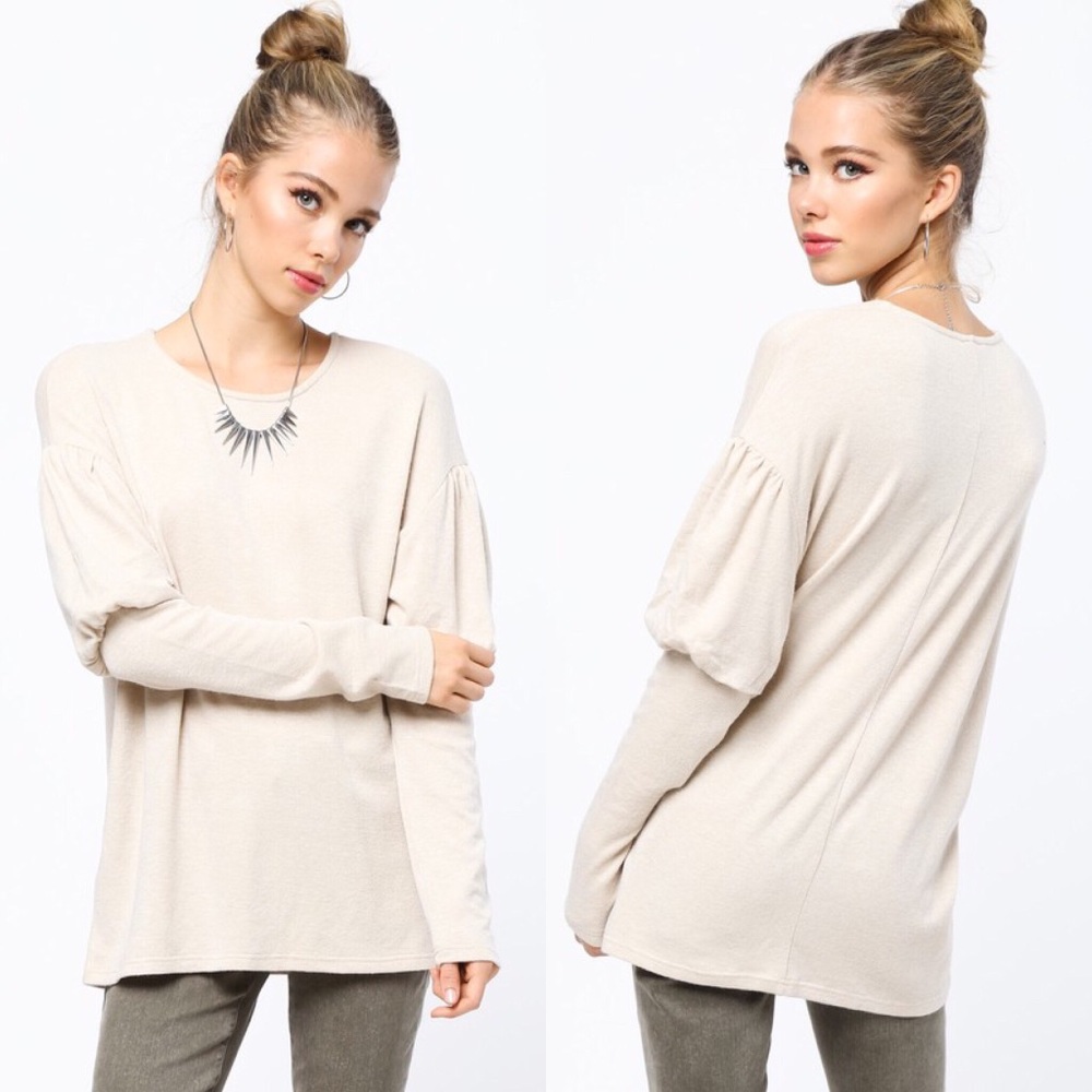Oatmeal Puff Sleeve top